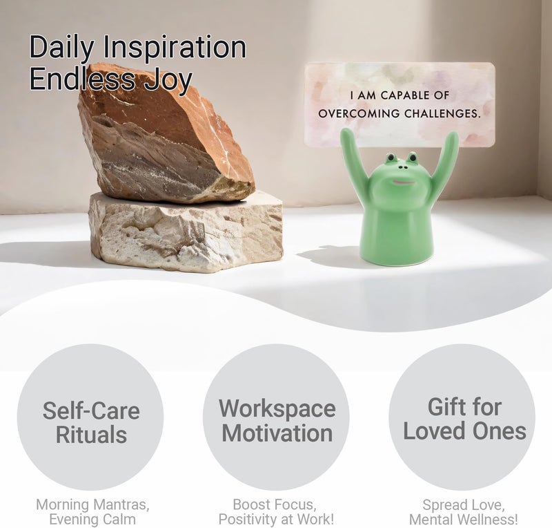 ZEARPT Affirmation Card Deck for Women, Self Care Gift, Positive Affirmation Cards with Holder, Gift for Her, Daughter, Niece, Sister, Daily Affirmations, Midlife Manifestation Gift (Green - Frog) - Image 3